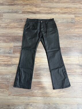 Hyper Denim Waxed Flare Zipper Jeans